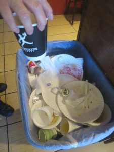 That's my coffee cup still from Los Angeles. That's the morning breakfast bin at the motel I stayed at. It needs to be emptied every half hour over breakfast! 