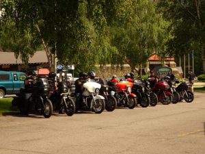 One of the many Harley Groups... Maybe better they go by bike than cars!