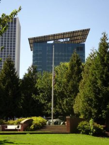 A great building in downtown Portland... I thought the roof was a huge solar panel too...But No!
